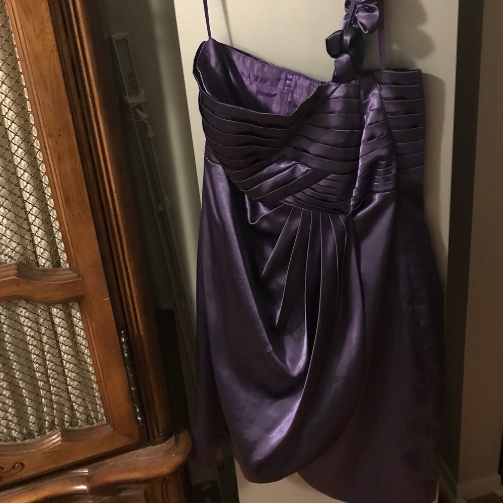 Short, purple, one strap dress